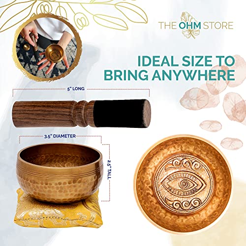 Tibetan Singing Bowl Set with Healing Mantra Engravings — Yoni Meditation Sound Bowl Handcrafted in Nepal — Yoga, Chakra Healing, Stress Relief, Mindfulness - size: 4 Inch Yoni Bowl
