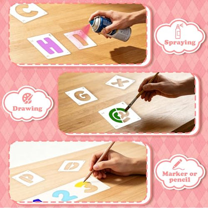 80 Pcs Letter Stencils, Large Letter Stencils for Painting (2 Inch+3 Inch) | Alphabet & Number Stencil for Crafts, Reusable,PET,Letters Stencils for Painting on Wood,Wall,Fabric,Chalkboard,Signs,DIY Art - size: 2 Inch+3 Inch