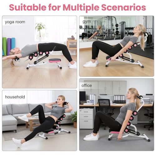 Mini Inversions Tables with Adjustable Back Support, Portable Inversion Table, Lumbar Decompression Table, Heavy-Duty Steel Frame Yoga Stool, Compact Foldable Back Stretcher, 350lbs Capacity A