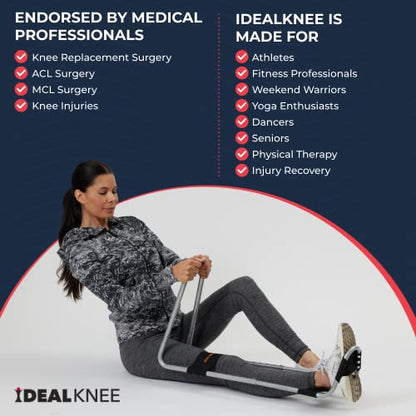 IdealKnee Knee Extension Device Knee Stretcher Knee Rehab Equipment 2 Pads | ACL & MCL Recovery Support, Knee Mobility Training, Therapy Rehab Use, Adjustable Extension Design, Supports Range of Motion