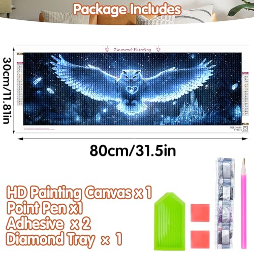 SKRYUIE 5D Large Diamond Painting Kits Owl - DIY Diamond Art Kits for Adults Starlit Sky, Full Round Drill - Crystal Embroidery Cross Stitch - Craft for Wall & Office Decor - 12x30 inch / 30x80 cm - color: colorful-5