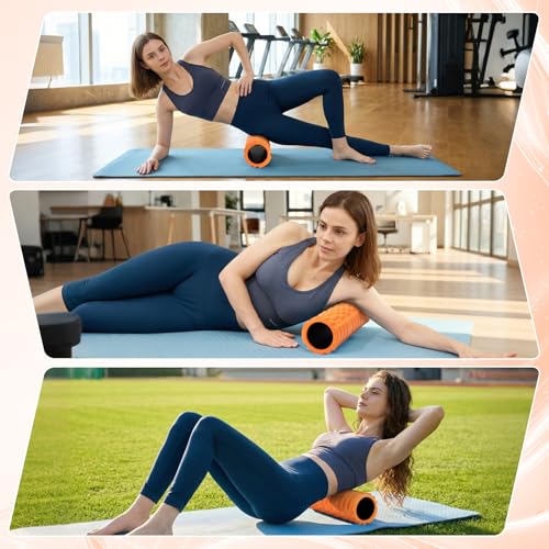 Foam Roller for Deep Tissue Massager, Patented Exercise Roller - color: Orange