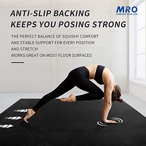 MRO Large Yoga Mat for Home Gym Workout 6'x12'x9mm and Yoga Knee Pad 24''x10''x0.6'', Extra Wide and Long Exercise Mats for Durable Men and Women, Thick, Non-Slip, Soft for Stretching