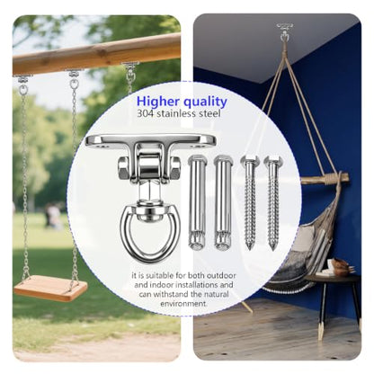 Heavy Duty Swing Hanger 360°+180°Rotation 1500LB Capacity for Sandbag Yoga Swing Hammock Chair - style: 2-holes