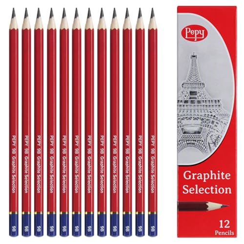 Pepy Graphite Professional Drawing Pencils - Set of 12 9B Pre-Sharpened Black Lead Pencils; Perfect for Drawing, Sketching and Shading, Graphic and Fine Art - style: Set of 12 - 9B