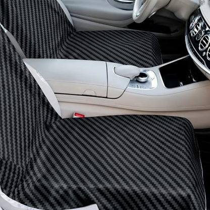 2 Pack Car Seat Towel Cover with Storage Bag, Carbon Fiber Textured | 63 x 32 in Car Towel Seat Cover Non Slip Waterproof, Gym Workout Swimming Running, Machine Washable Sweat Absorbent Protector - style: Carbon Fiber Textured