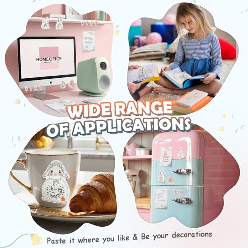Hommie Cute Sticky Notes Set, Sticky Notes Set Planner Dividers, Easter Bunny Self-Stick Memo Pads with Animal Divider Tabs, Bundle Writing Designs for Office, School, Easter Party Supplies - color: Rabbit(pink Background)
