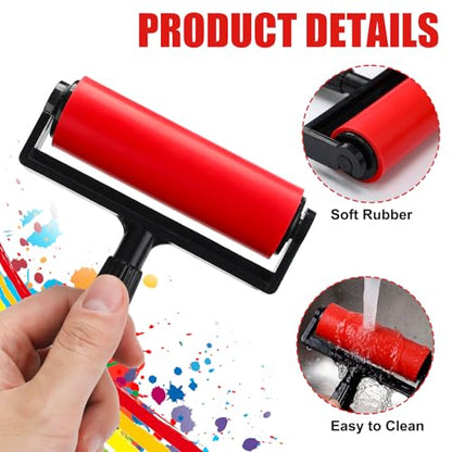 Geelin 3 Pack Rubber Brayer for Gel Printing 4 Inch Rubber Brayer Roller for Printmaking