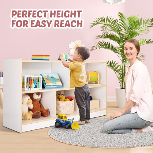 WINGYZ Montessori Shelf, 5-Section Wooden Storage Cabinet, FSC Safety 45" L - size: 43.3"D x 12"W x 24"H