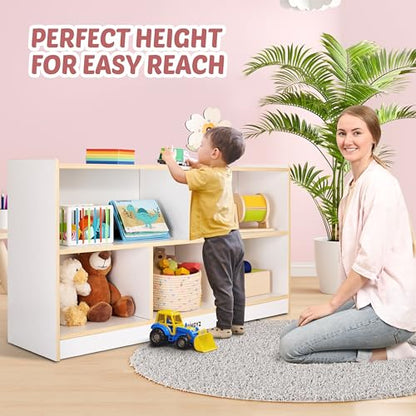 WINGYZ Montessori Shelf, 5-Section Wooden Storage Cabinet, FSC Safety 45" L - size: 43.3"D x 12"W x 24"H