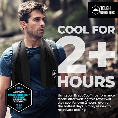 Tough Outdoors Cooling Towels for Neck Face - Neck Cooling Towel for Hot Weather Yoga Sports Golf Sweat - Instant Cold Towel - color: Black, size: Single Pack