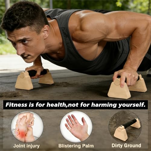 Wooden Parallettes Bars Professional Solid Wood Push Up Stands for Calisthenics, Handstand & Planche Training at Home Gym, Non-Slip Grips for Wrist Comfort Pushup Handle for Strength Training - size: 9.84"
