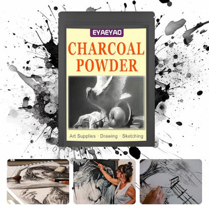 Premium Charcoal Powder for Drawing and Art, Drawing Charcoal for Sketching, Shading, Blending with Beginners & Pro Artists (8 Ounces) - size: 8 Ounces