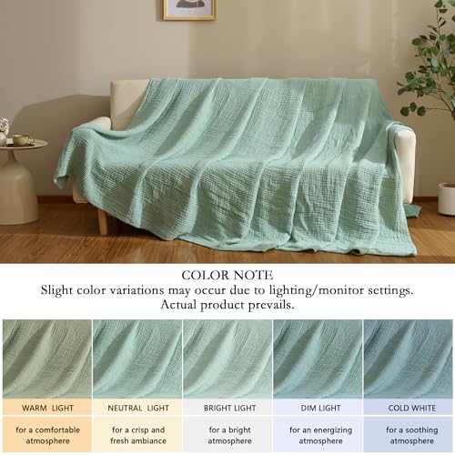 100% Cotton Muslin Blanket for Adult 50x70 4-Layers Gauze Throw - color: Sage Green, size: 50x70 inch