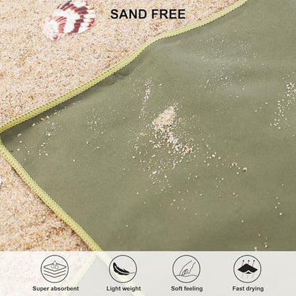 Rainleaf Microfiber Towel Quick Dry Camping & Travel & Gym Towel. Compact - color: Army Green, size: 60.00" x 30.00"