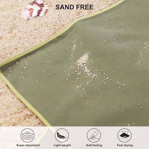 Rainleaf Microfiber Towel Quick Dry Camping & Travel & Gym Towel. Compact - color: Army Green, size: 32.00" x 16.00"