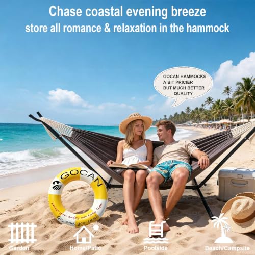 GOCAN All-Natural Hammock（30% Ramie 70% Cotton） Coffee | Highly Breathable Hammock for Indoor, Outdoor, Yard, Garden & Porch Use - color: Stand, size: 2XL