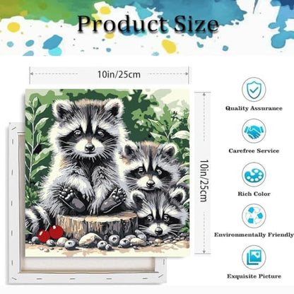 Paint by Numbers Kit for Adults,Raccoon DIY Paint by Number With Frame | Paint by Number for Beginner,Adult Paint by Number,HD Color Canvas,DIY Tool Kits,Stress Relief Craft,Great Gift,10X10 inch - color: MT6133