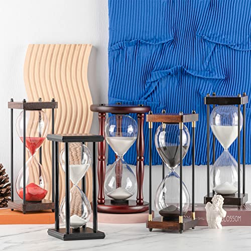 SAMLONG Large Fillable Hourglass Timer, Black Wooden Sandglass, Empty - color: Fillabe Sand