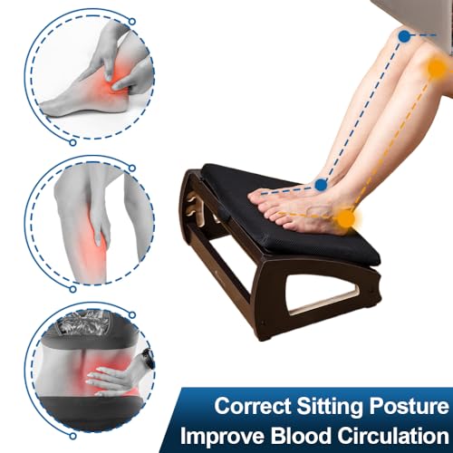 StrongTek Balance Board & 4-Angle Foot Rest Set, Professional Wooden Rocker Board + Adjustable Under-Desk Foot Stool, Non-Slip, Improves Core Strength, Posture & Circulation, Home Gym & Office