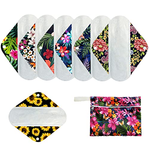 6+1Set Reusable Reusable Menstrual Pads Organic Bamboo Panty Liner Sets, Including 6pcs Daily Use Panty Liner + 1 pcs Mini Wet Bag - color: Organic Bamboo