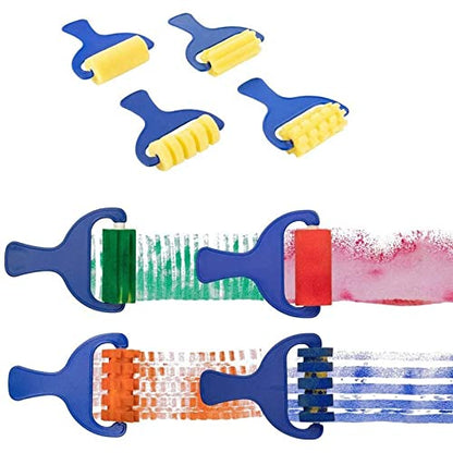 Paint Brush Art Kit for Kids - 36-Piece, Transparent Foam - Foam Brushes, Rollers & Stamps Painting Set with Apron for Crafts & Art Supply