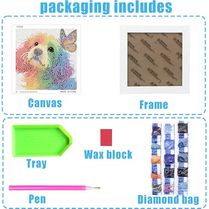 geesfayan Diamond Art Kits for Kids,6 Inch DIY Gem Art Painting with 7 Inch Frame, Complete Starter Kit for Beginners, Creative Arts & Crafts Gift for Girls & Boys (Butterfly Dog) - color: Butterfly Dog