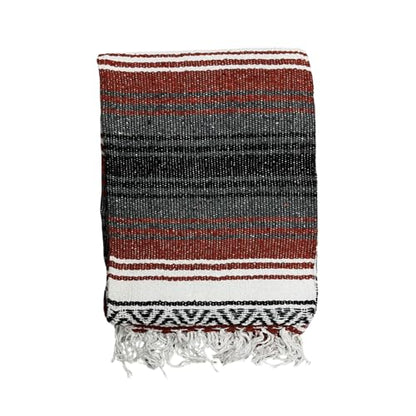 Open Road Goods Mexican Blanket - Authentic Serape Falsa Blanket - Handmade (Rust) - color: Rust