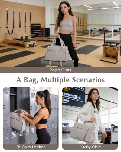 Small Gym Bag, Mini Gym Bag with Yoga Mat Holder & Wet Compartment, Camel - color: Puffer Camel