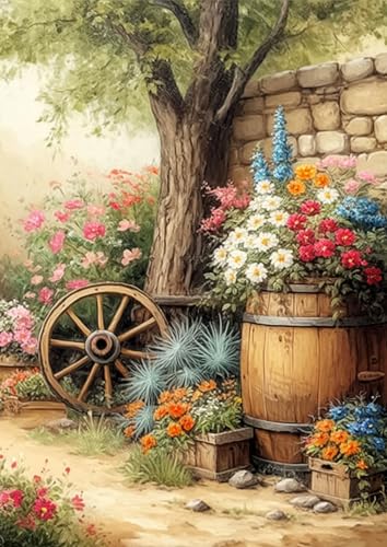 Wall Art Flower Diamond Art Kits for Adults, Diamond Art 12X16 Inch | Easy 5D Diamond Art Kits, Round Dots Full Drill, DIY Diamond Painting Kit for Adult Beginners, Home Wall Decor Gifts - color: Country 16