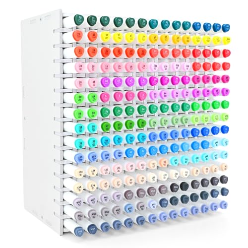 Marker Organizer, 210-Slot Marker Holder with Adjustable Dividers | Holds 210 Markers • Adjustable Dividers • Space-Saving Design • Easy Assembly • Fits Most Marker Brands - size: 210 Holes