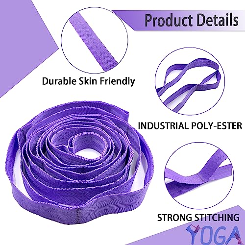 Stretching Strap Yoga Strap with Loops for Physical Therapy, Non-Elastic - color: Purple+Black