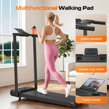 ANCHEER Walking Pad with Handle Bar, 12% Incline, Foldable Treadmill - color: 09-Black