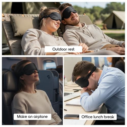 Silk Eye Mask for Sleeping 100% Mulberry Silk Women Men Blindfold,3D Luxury Travel Smooth Elastic Strap Eye Masks Breathable Cooling Soft Night Sleep Work Eyeshade Cover,Black - color: Black