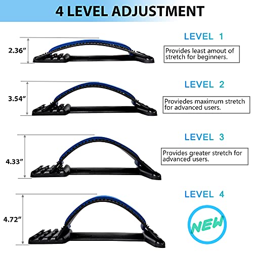 JUMPOW Back Stretcher for Lower Back Pain Relief,4 Level Lumbar Board - color: Black, Blue-4 Level