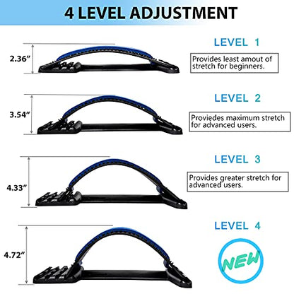 JUMPOW Back Stretcher for Lower Back Pain Relief,4 Level Lumbar Board - color: Black, Blue-4 Level