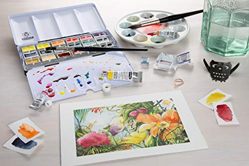 Schmincke - HORADAM® AQUARELL color box with 24 finest watercolors, 74324097, Premium metal box, painting set, 24 x 1/1 pans - style: 24 x 1/1 pans