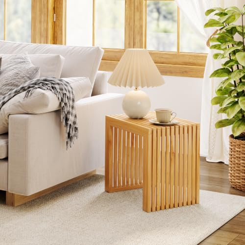 Bamboo Dining Bench, 18'' Slatted Design Entryway Bench, Natural - color: Natural, size: 18in