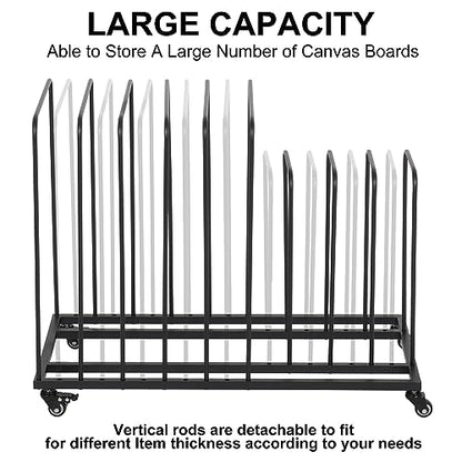 ikare Art Canvas Storage Rack, Art Storage Rack with Wheels | Adjustable Art Storage Easel Display Stands for Canvas Boards, Panel, Crafts Drying & Print Racks, Frame