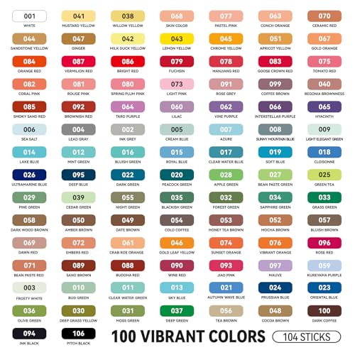 LIGHTWISH Professional Oil Pastels, 100 Vibrant Colors Plus 4 White, Set of 104, Creamy and Pigmented Artist Soft Oil Pastels for Blending, Layering & Shading - color: 100 Colors(104 Sticks)
