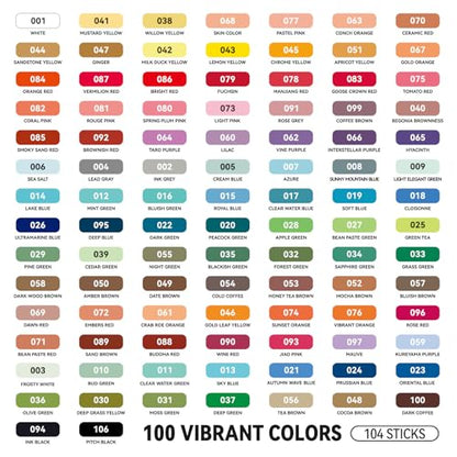 LIGHTWISH Professional Oil Pastels, 100 Vibrant Colors Plus 4 White, Set of 104, Creamy and Pigmented Artist Soft Oil Pastels for Blending, Layering & Shading - color: 100 Colors(104 Sticks)