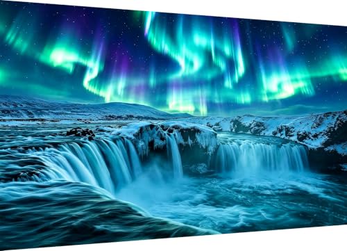 Zythron Large Diamond Art Kits for Adults, Northern Lights Diamond Painting | Landscape Diamond Art Extra Large size 5D DIY Full Round Gem Art Paint by Diamond, Home Wall Decor 27.5 X 15.7 inch - color: aurora