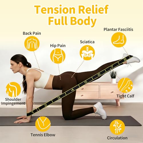 Stretch Strap, Yoga Stretching Band, Elastic Stretching Strap, Yoga Stretch Strap with 8 Loops, for Effective Stretching - color: Yellow