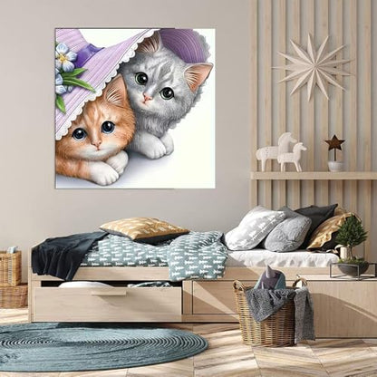 COHAYISY Cat Diamond Painting Kits for Adults-Animal Diamond Art Kits for Adults,5D Diamond Painting,DIY Full Drill Diamond Painting Cat Gem Art and Crafts 12x12 in - color: 26-75 Cat