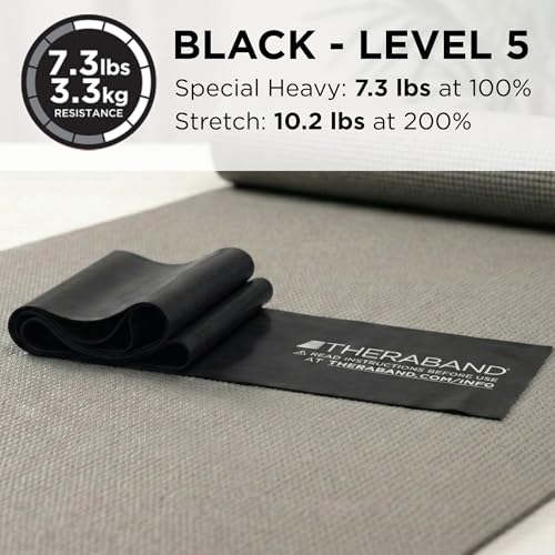 THERABAND Resistance Band, Exercise Workout, Physical Therapy, Black, 6 Ft - color: Black - Special Heavy, size: 1 Count