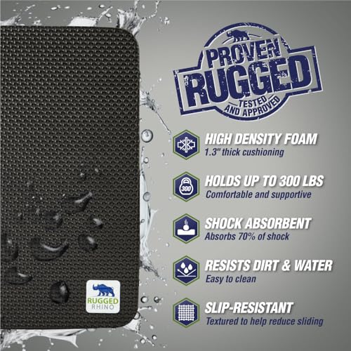 RUGGED RHINO Extra Thick Foam Kneeling Pad for Gardening 2 Pack, Onyx Black | Thick Knee Pads, Holds 300 lbs, Protect Knees from Hard Concrete Surfaces for Gardening, Yard, Gym, Mechanic - color: Onyx Black