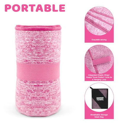 2 Pack Quick Dry Camping Towel Lightweight,Fast Drying Microfiber Travel Towel for Face Hand Neck Hiking Fishing Tennis Cycling(Light Pink, 2 Pack S(15.5X31 Inch) - color: Light Pink, size: 2 Pack S(15.5X30 Inch