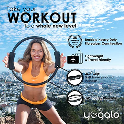 Pilates Ring and Ball Set with 3 Resistance Bands - Pilates Equipment for Home Workout - Magic Circle Pilates Ring 14 Inch to Tone, Sculpt and Strengthen - Fitness Ring for Yoga and Pilates - color: Black