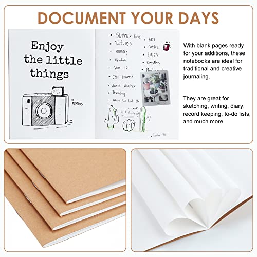 Epakh 100 Pack Mini Blank Kraft Notebooks, Brown | Unlined Sketchbook, A6, 48 Pages, 24 Sheets, 4.25 x 5.5 Inch, Small Pocket Bulk, Student Drawing Writing, Journal - color: Brown