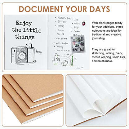 Epakh 100 Pack Mini Blank Kraft Notebooks, Brown | Unlined Sketchbook, A6, 48 Pages, 24 Sheets, 4.25 x 5.5 Inch, Small Pocket Bulk, Student Drawing Writing, Journal - color: Brown